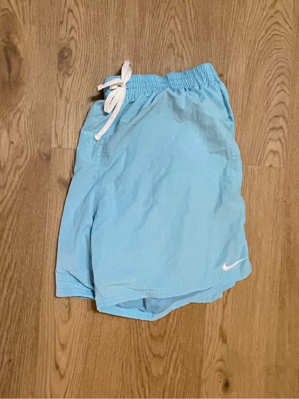 Nike Men’s Sky Blue Swim Shorts with White Drawstring